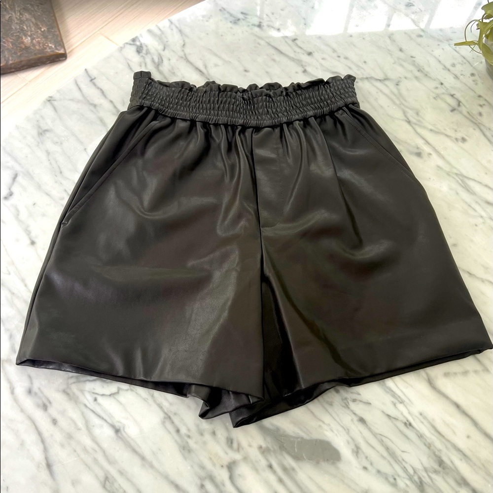 A.L.C. Faux Leather Brown Shorts